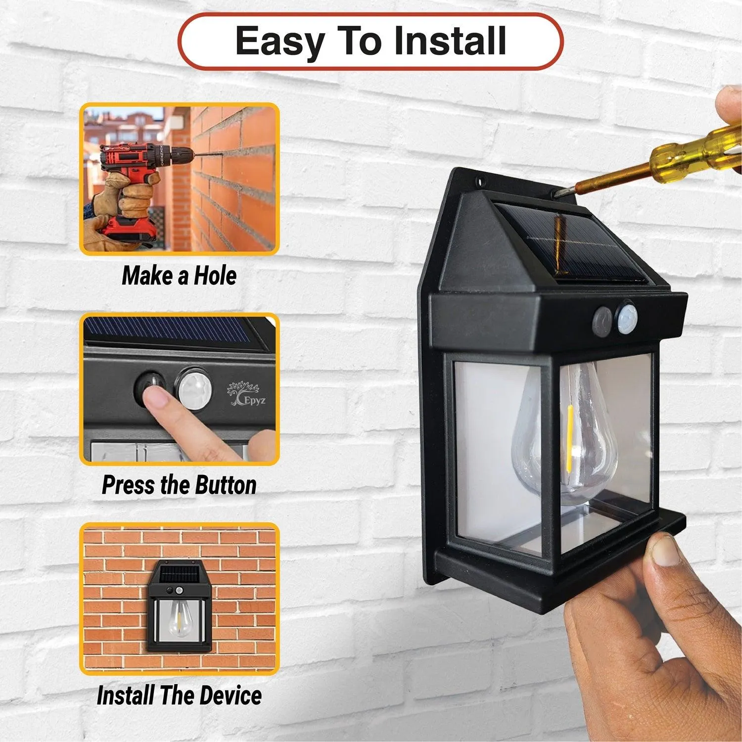 Solar Wall Motion Sensor Black Light
