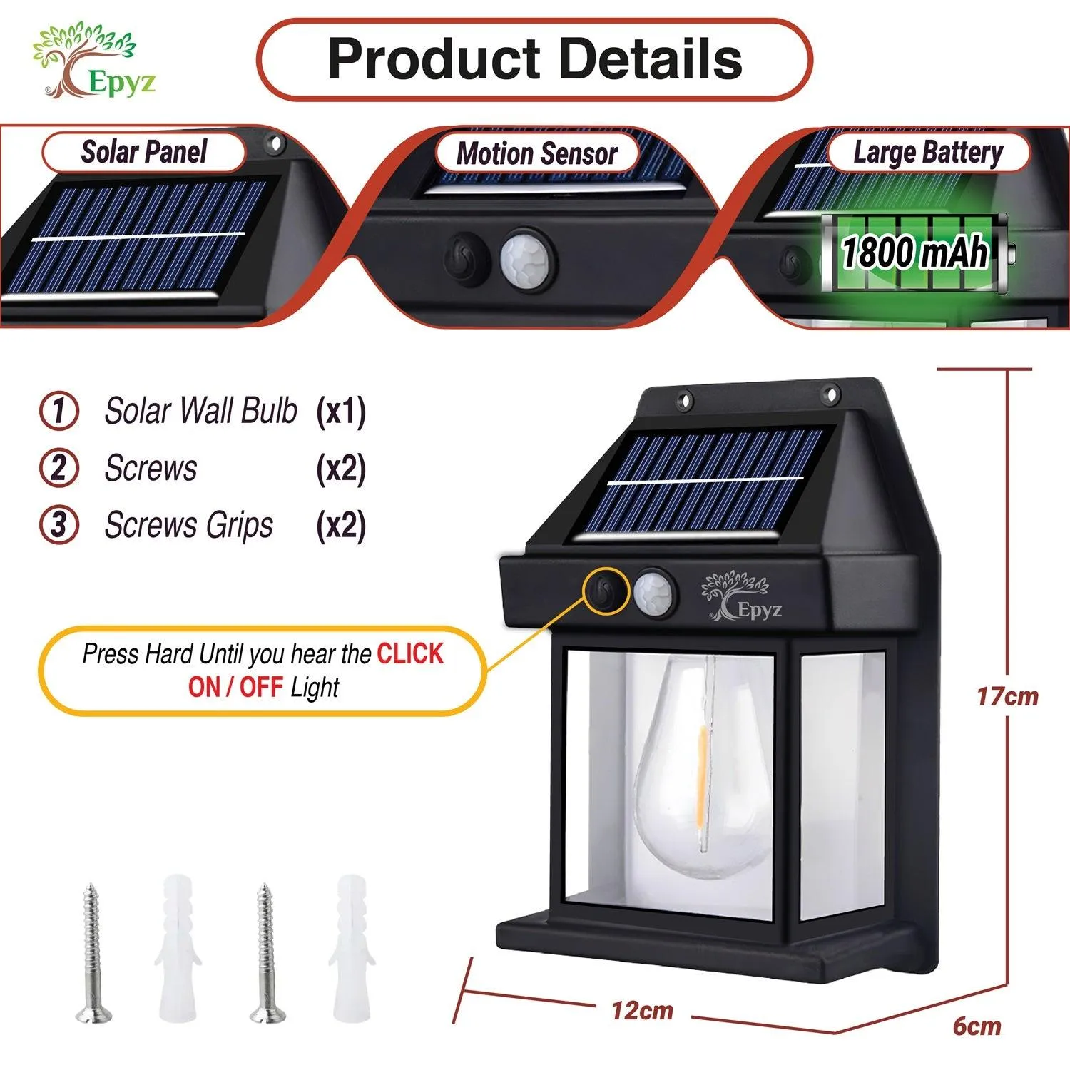 Solar Wall Motion Sensor Black Light