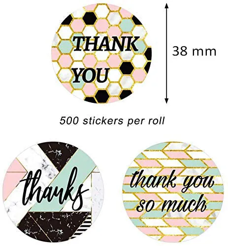 Stickers Roll - Thank You Label - Set of 500 - 1.5 INC