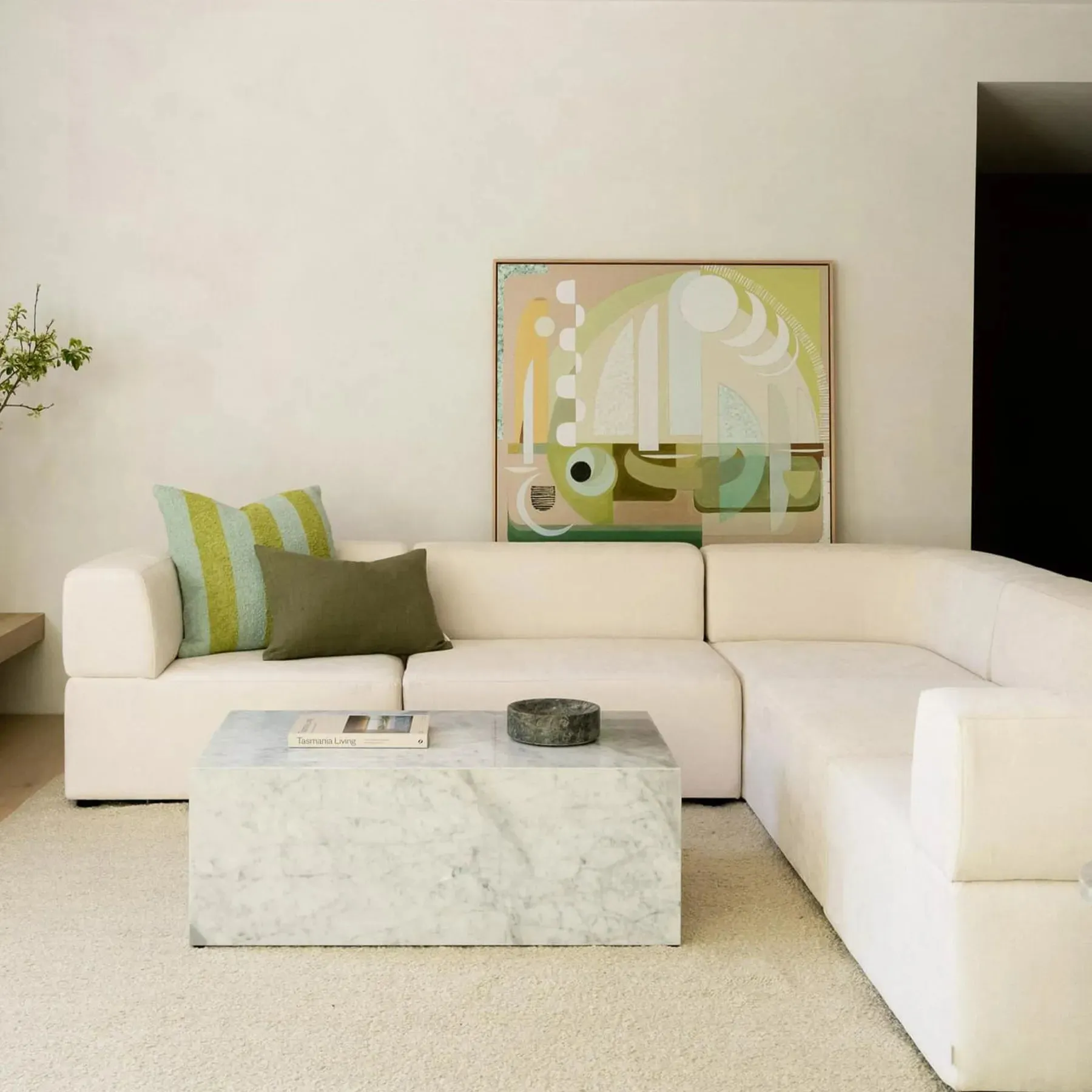 Stretch Large Closed Angle Sofa - Silex Off White