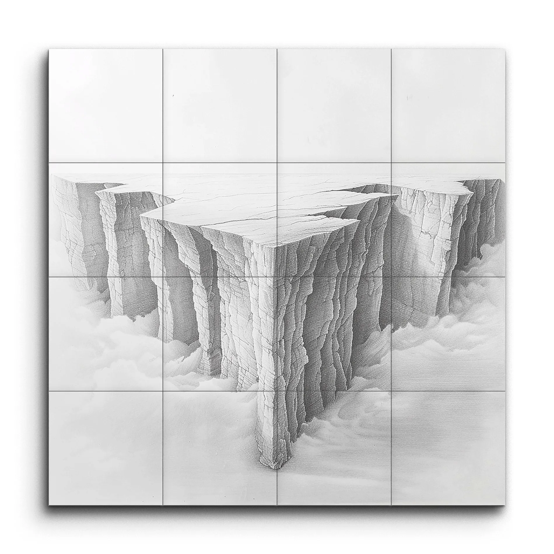 Surreal Jagged Cliffs in Wispy Clouds