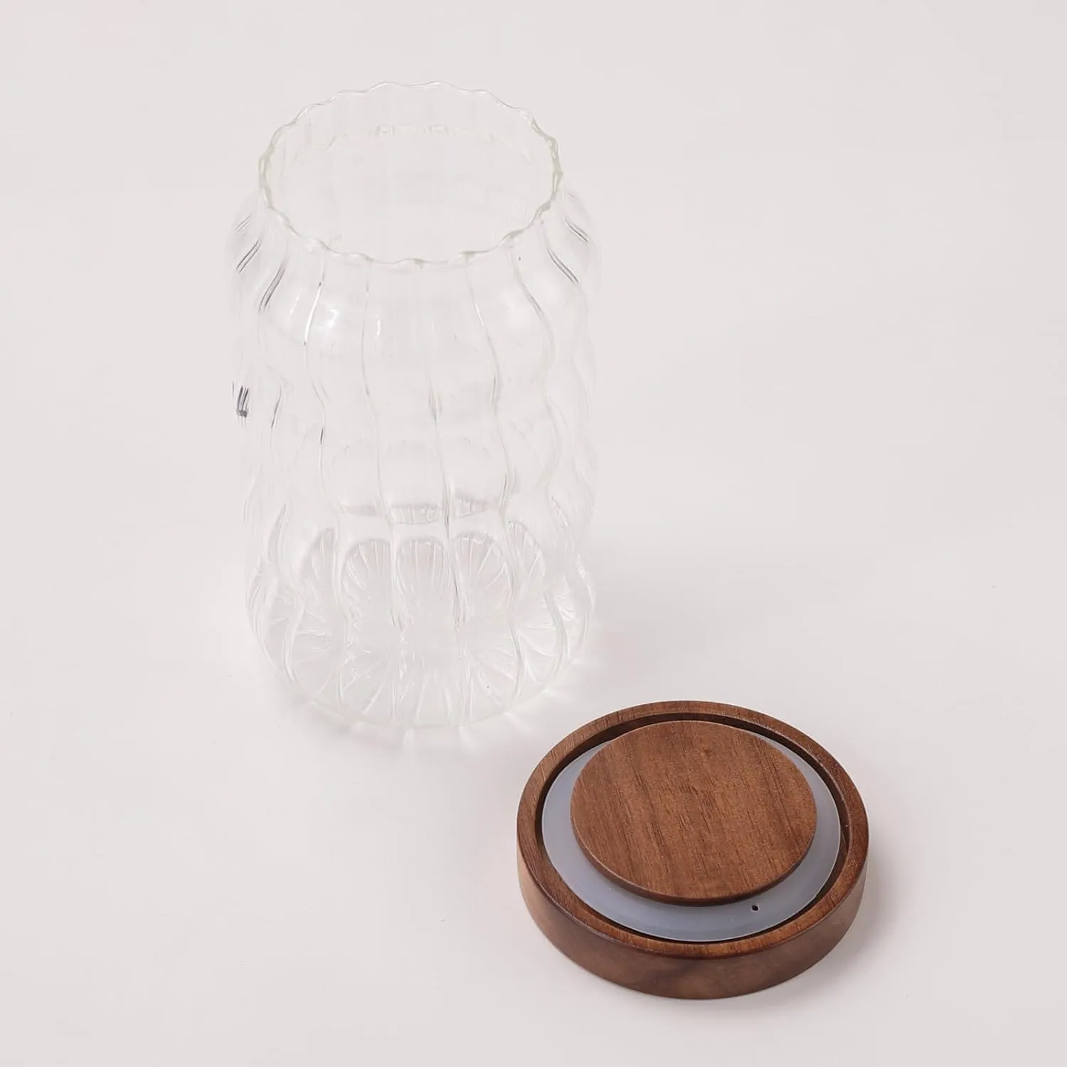 The Better Home Zen Series Borosilicate Containers with Lid 750ml |Container for Kitchen Storage Set | Leakproof, Airtight Storage Jar for Glass Jars with Wooden Lid |Twist Collection Set of 2