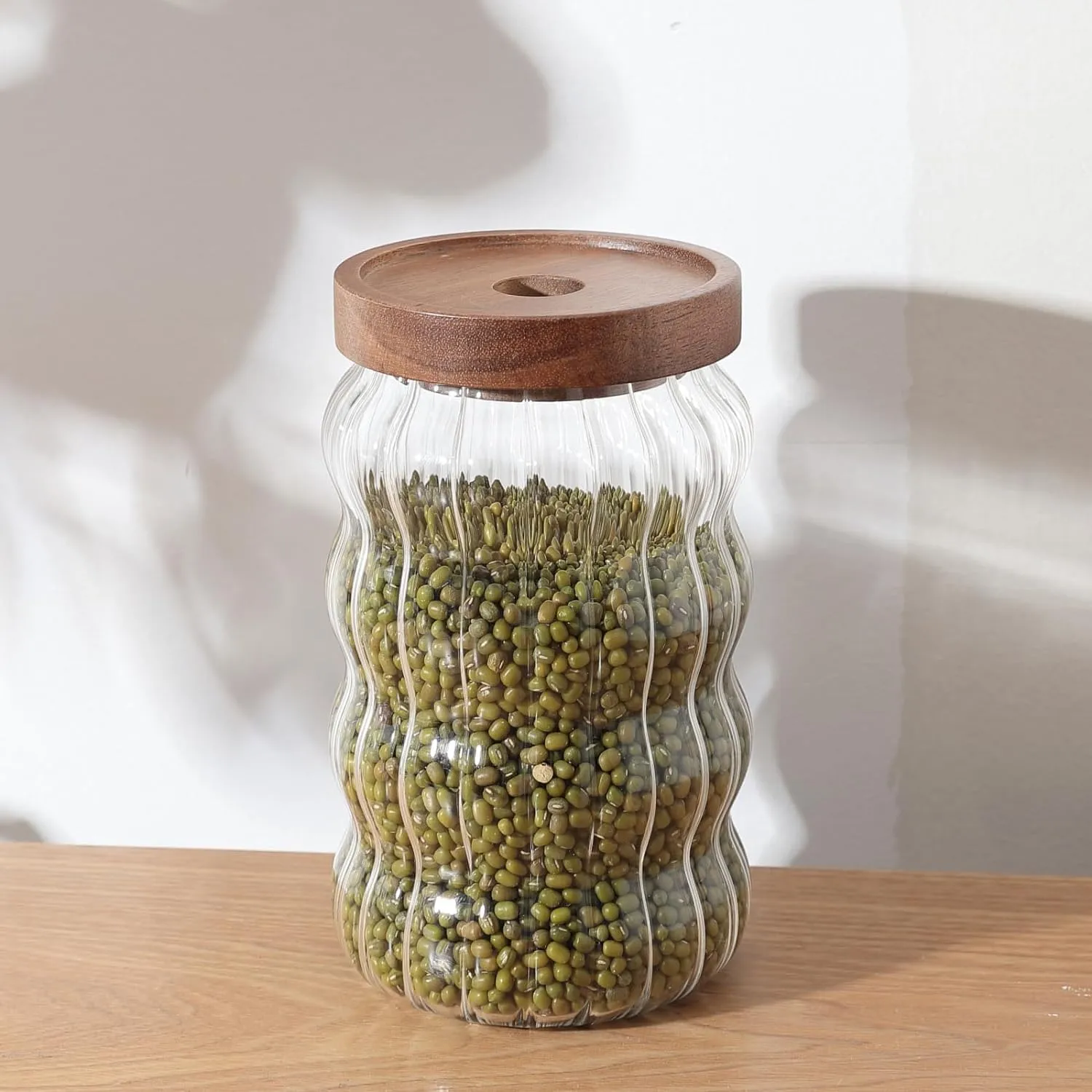The Better Home Zen Series Borosilicate Containers with Lid 750ml |Container for Kitchen Storage Set | Leakproof, Airtight Storage Jar for Glass Jars with Wooden Lid |Twist Collection Set of 2