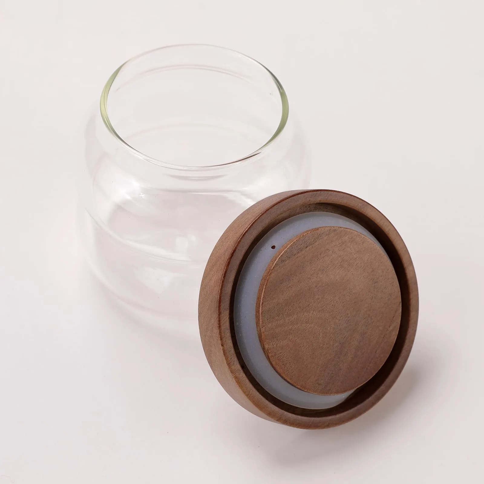 UMAI Borosilicate Glass Jar with Bamboo Lid | Kitchen Organizer Items and Storage | Multi-utility, Leakproof, Airtight Storage Jar for Cookies, Snacks, Tea, Coffee, Sugar | Set of 2 (340ml)