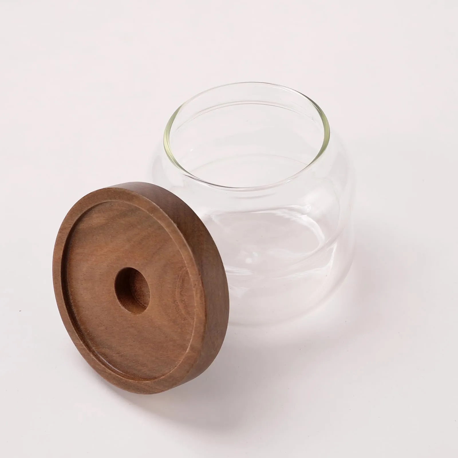 UMAI Borosilicate Glass Jar with Bamboo Lid | Kitchen Organizer Items and Storage | Multi-utility, Leakproof, Airtight Storage Jar for Cookies, Snacks, Tea, Coffee, Sugar | Set of 2 (340ml)