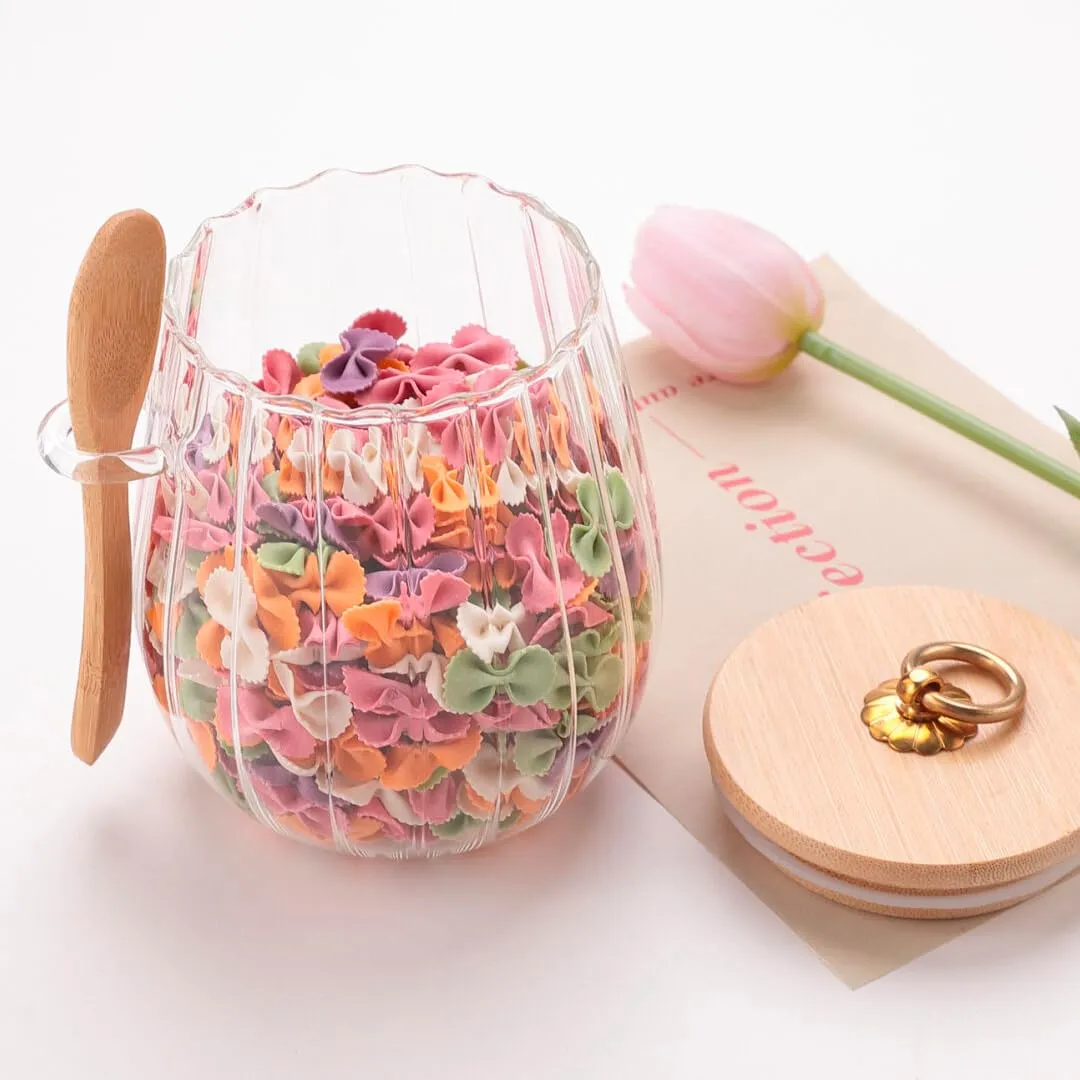 UMAI Borosilicate Glass Jar with Bamboo Lid | Kitchen Organizer Items and Storage | Multi-utility, Leakproof, Airtight Storage Jar for Cookies, Snacks, Tea, Coffee, Sugar | Set of 2 (680ml)