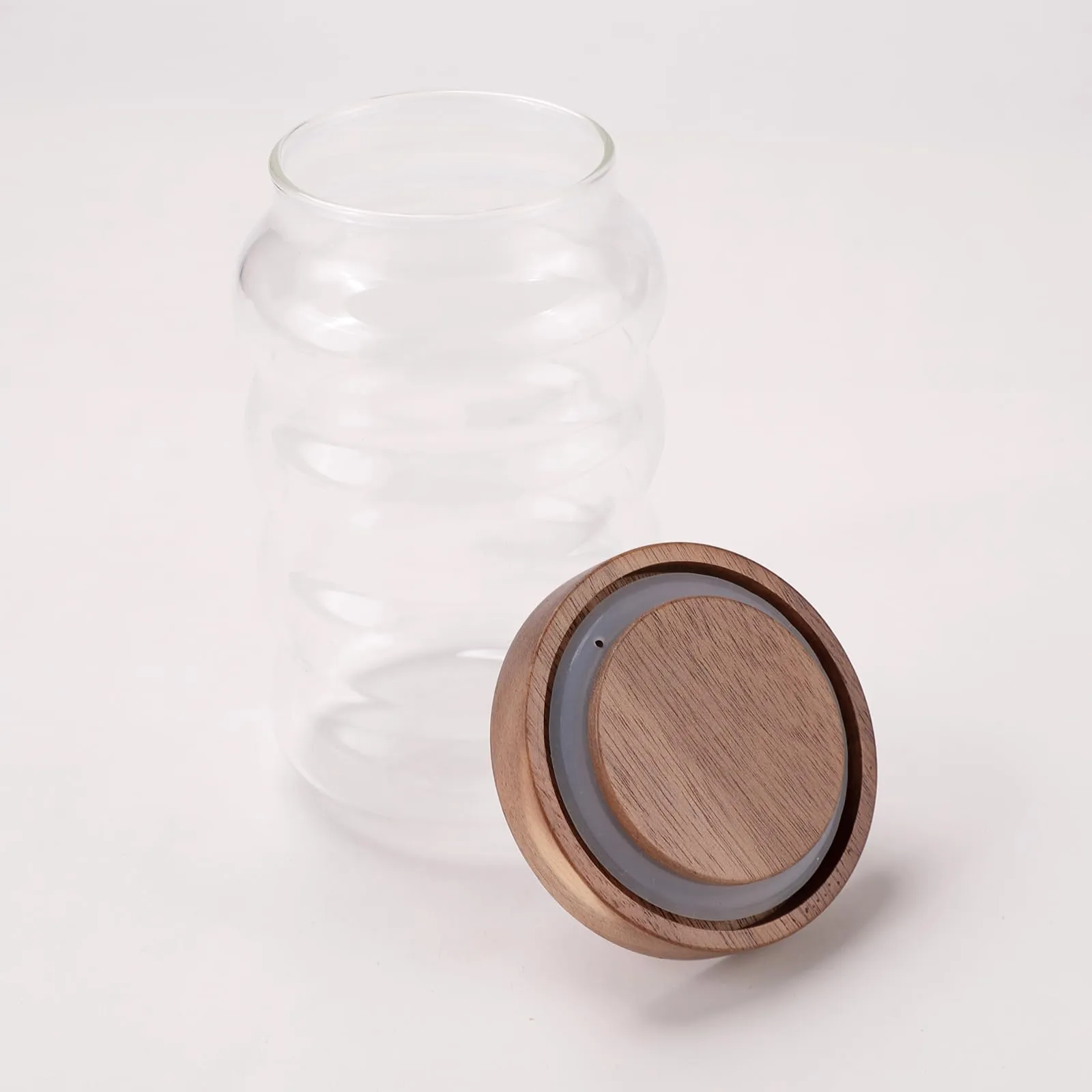 UMAI Borosilicate Glass Jar with Bamboo Lid | Kitchen Organizer Items and Storage | Multi-utility, Leakproof, Airtight Storage Jar for Cookies, Snacks, Tea, Coffee, Sugar | Set of 2 (700ml)