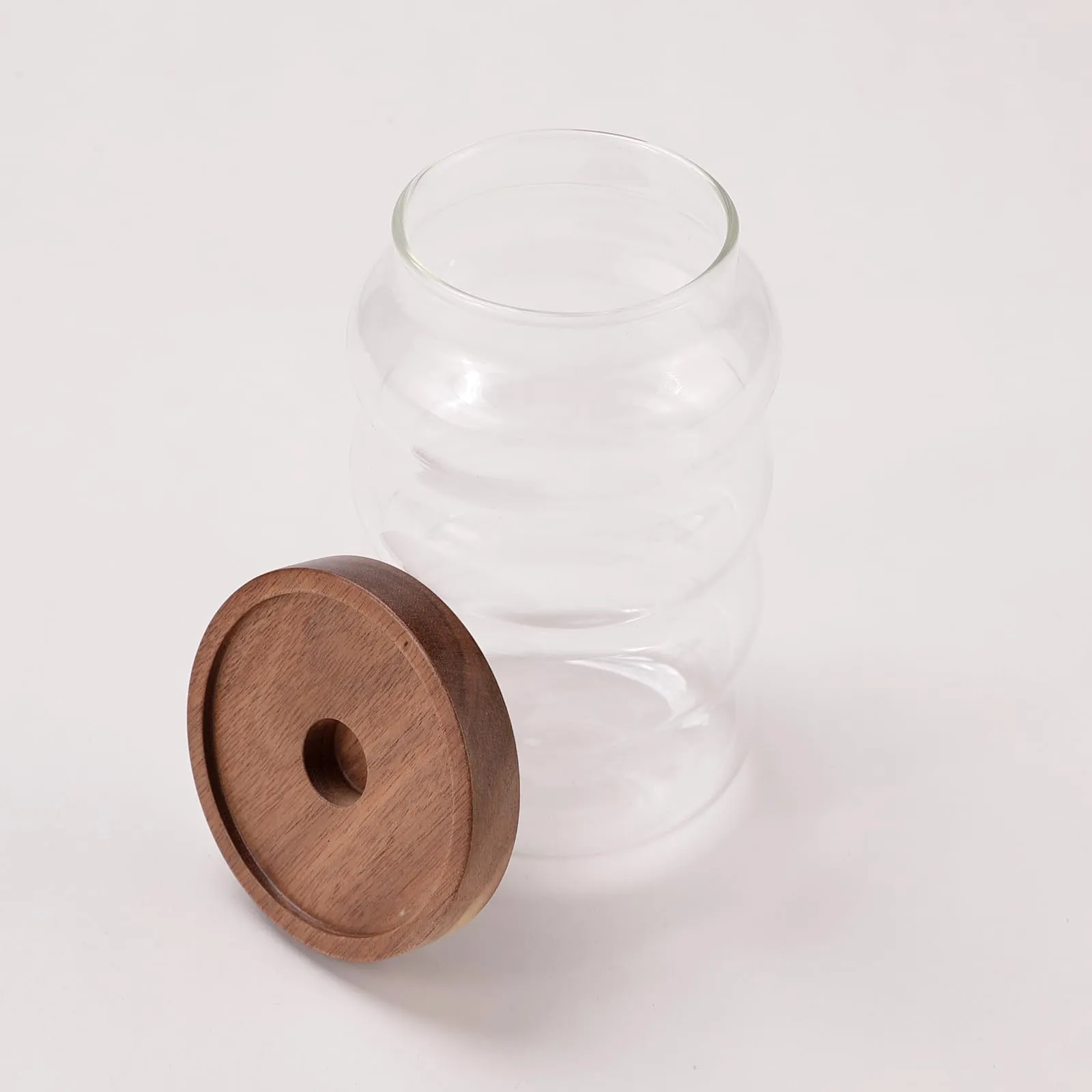 UMAI Borosilicate Glass Jar with Bamboo Lid | Kitchen Organizer Items and Storage | Multi-utility, Leakproof, Airtight Storage Jar for Cookies, Snacks, Tea, Coffee, Sugar | Set of 2 (700ml)