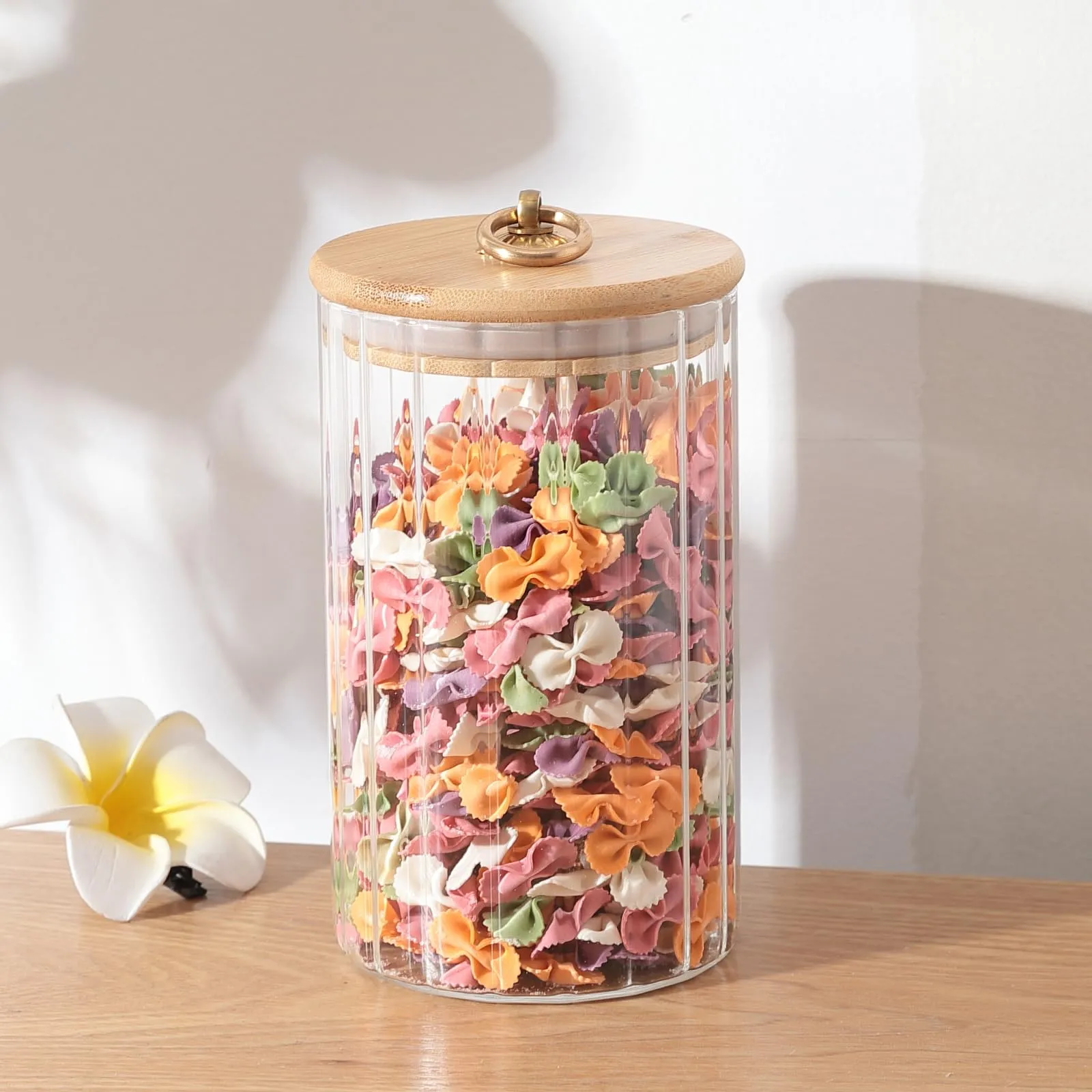 UMAI Borosilicate Glass Jar with Bamboo Lid | Kitchen Organizer Items and Storage | Multi-utility, Leakproof, Airtight Storage Jar for Cookies, Snacks, Tea, Coffee, Sugar | Set of 2 (820ml)