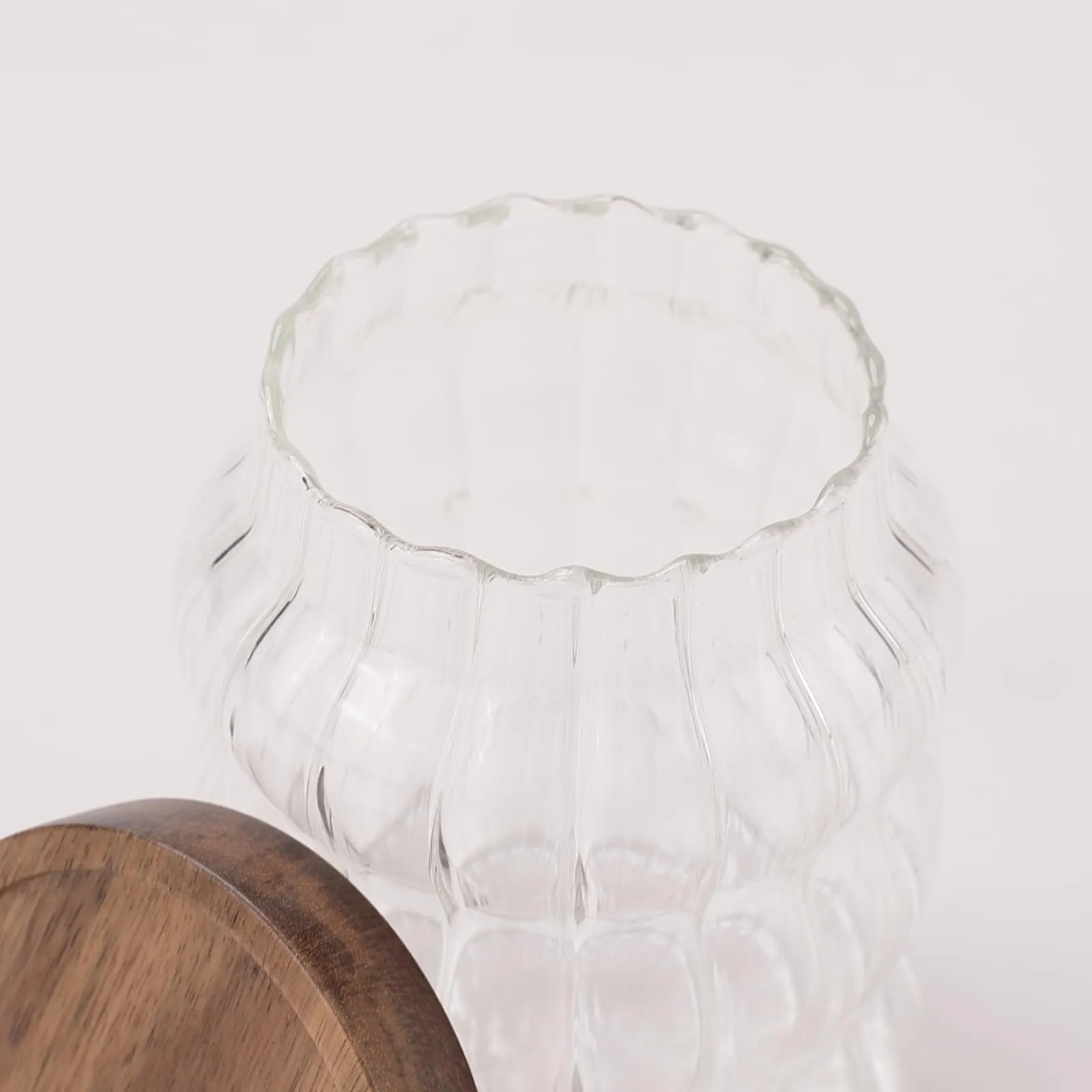 UMAI Wave Series Kitchen Containers Set with Acacia Lid | 620ml | Kitchen Organizer Items | Airtight Kitchen Storage Jar set for Snacks Tea Coffee Sugar | Transparent | Multipurpose | Pack of 2