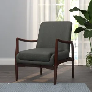 Upholstered Accent Chair With Wooden Arm Dark Grey And Brown - 905583