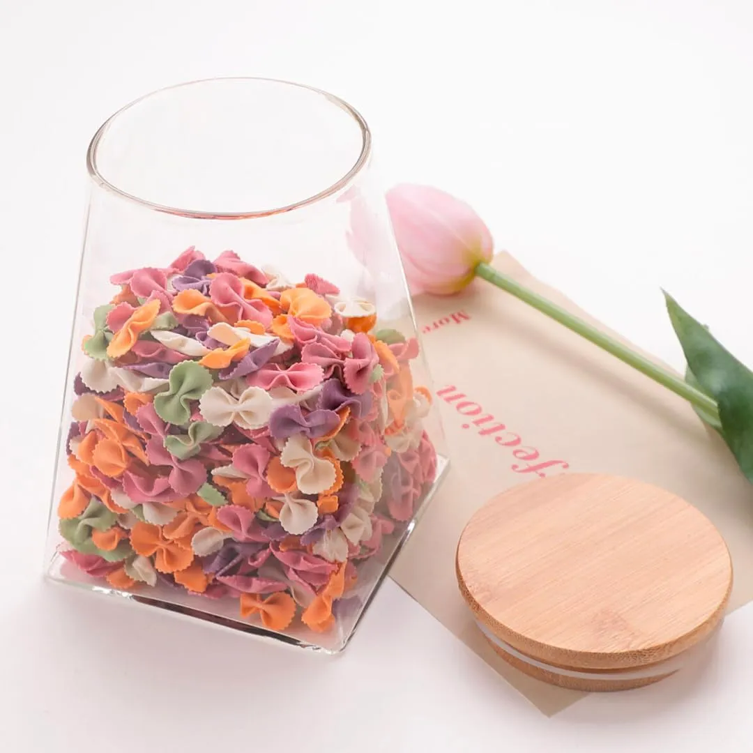 Urbane Home Borosilicate Glass Jar with Bamboo Lid | Kitchen Organizer Items & Storage | Multi-utility, Leakproof, Airtight Storage Jar for Cookies, Snacks, Tea, Coffee, Sugar | Set of 2 (560ml)