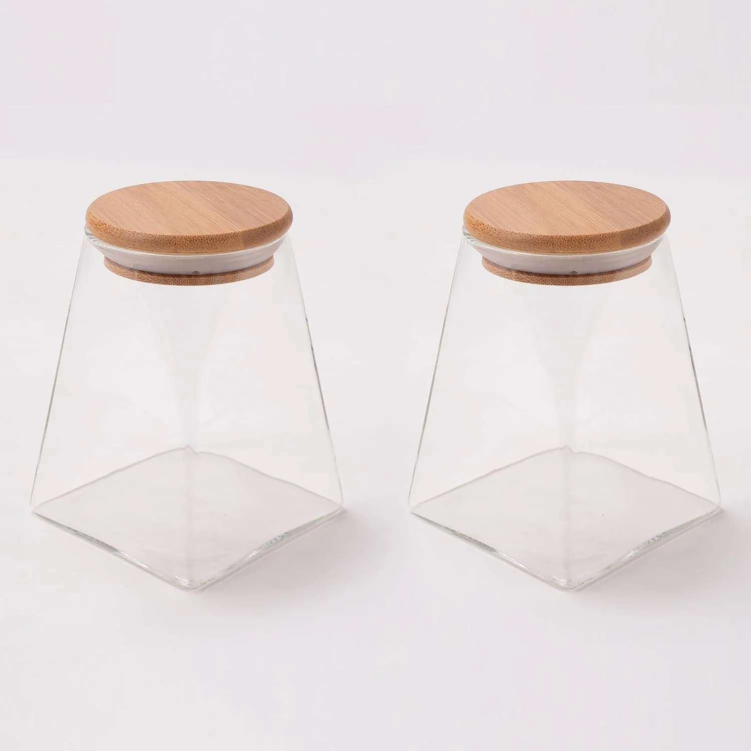 Urbane Home Borosilicate Glass Jar with Bamboo Lid | Kitchen Organizer Items & Storage | Multi-utility, Leakproof, Airtight Storage Jar for Cookies, Snacks, Tea, Coffee, Sugar | Set of 2 (560ml)