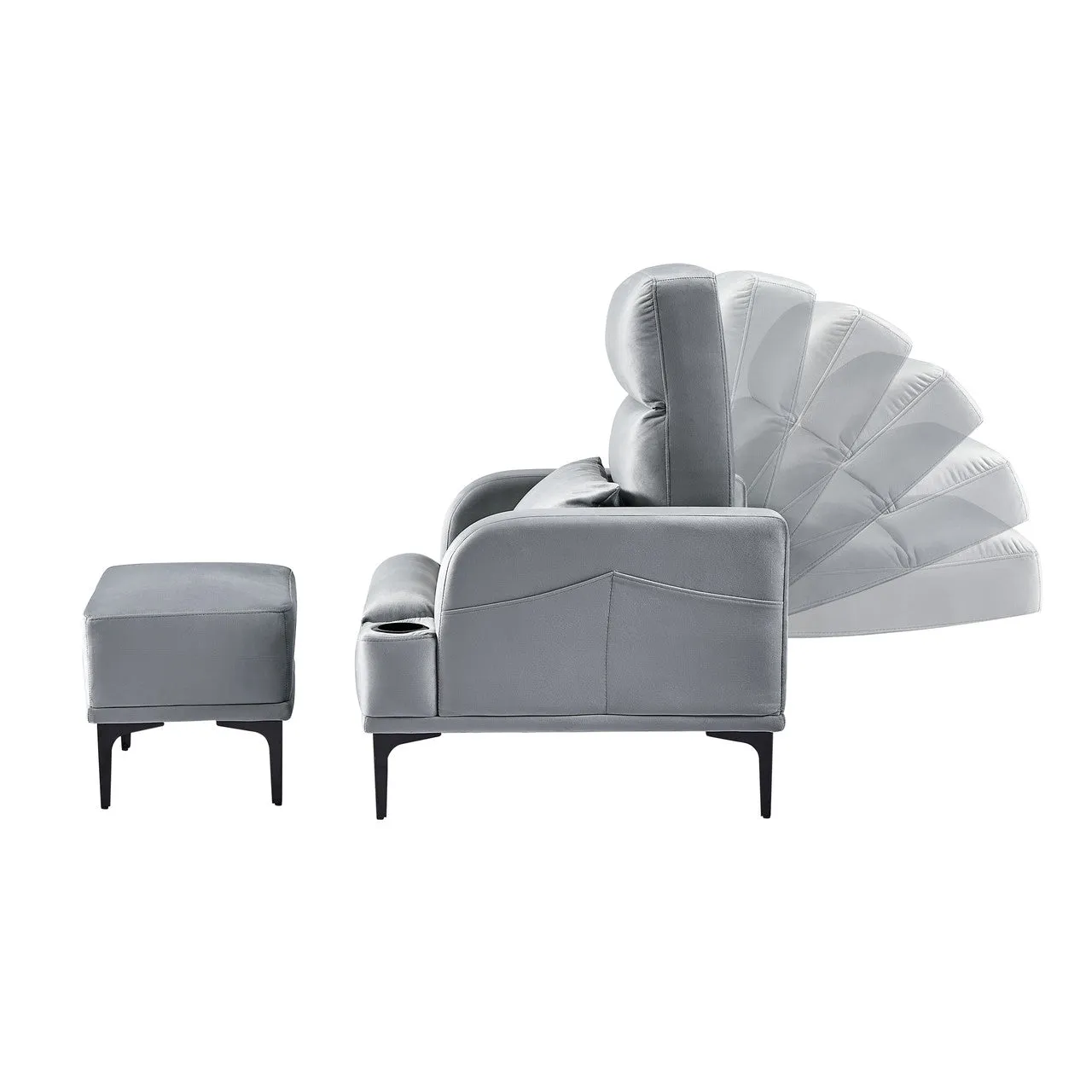 Velvet Comfort Accent Chair & Ottoman