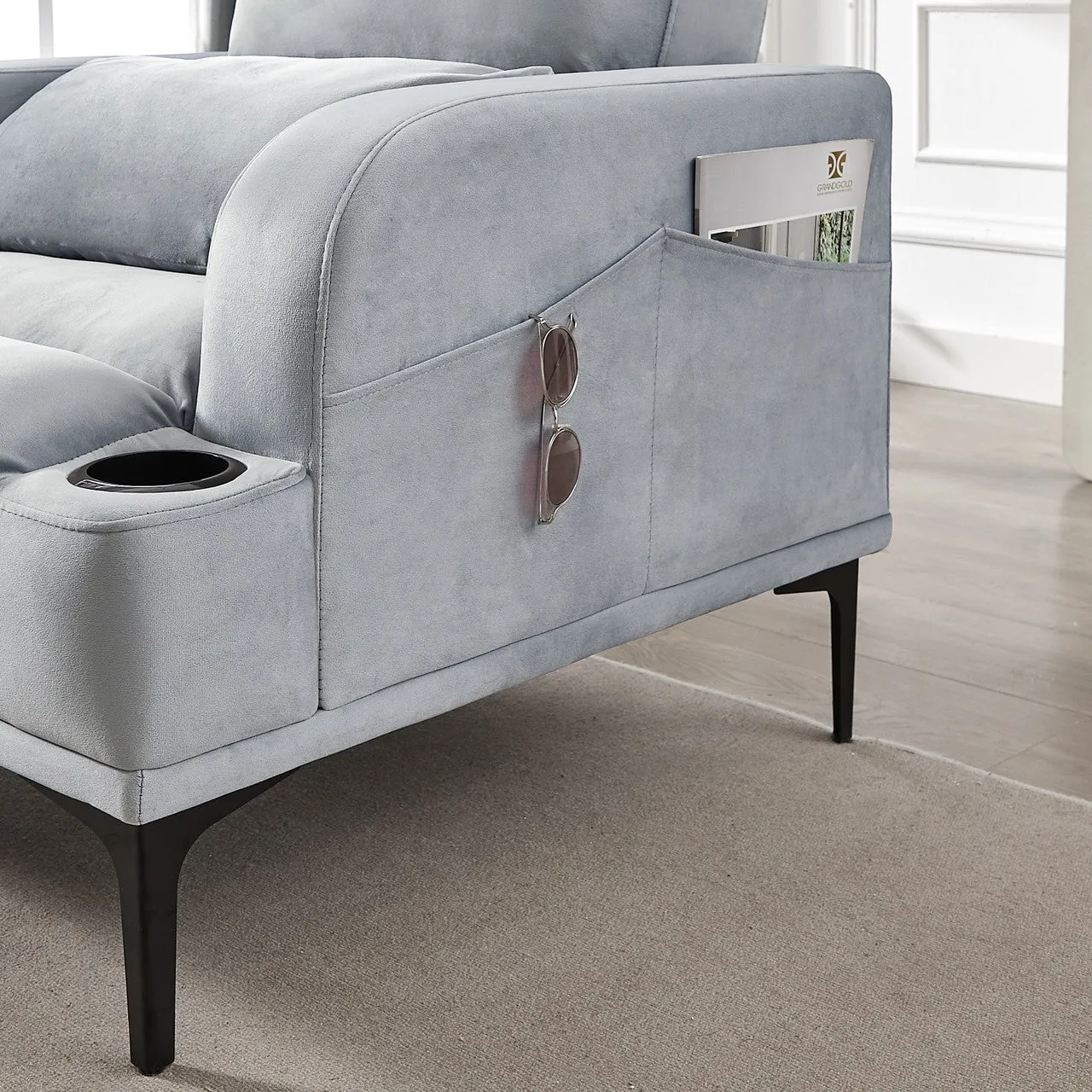 Velvet Comfort Accent Chair & Ottoman