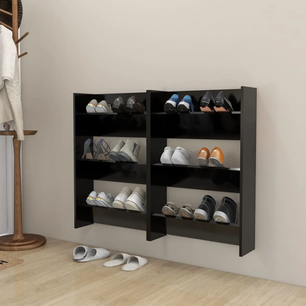 Wall Shoe Cabinets 2 pcs  Black 60x18x90 cm Chipboard