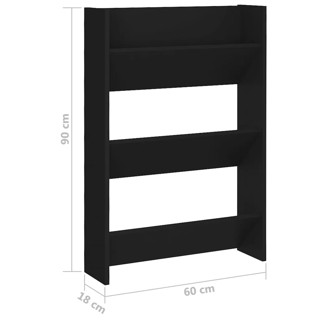 Wall Shoe Cabinets 2 pcs  Black 60x18x90 cm Chipboard