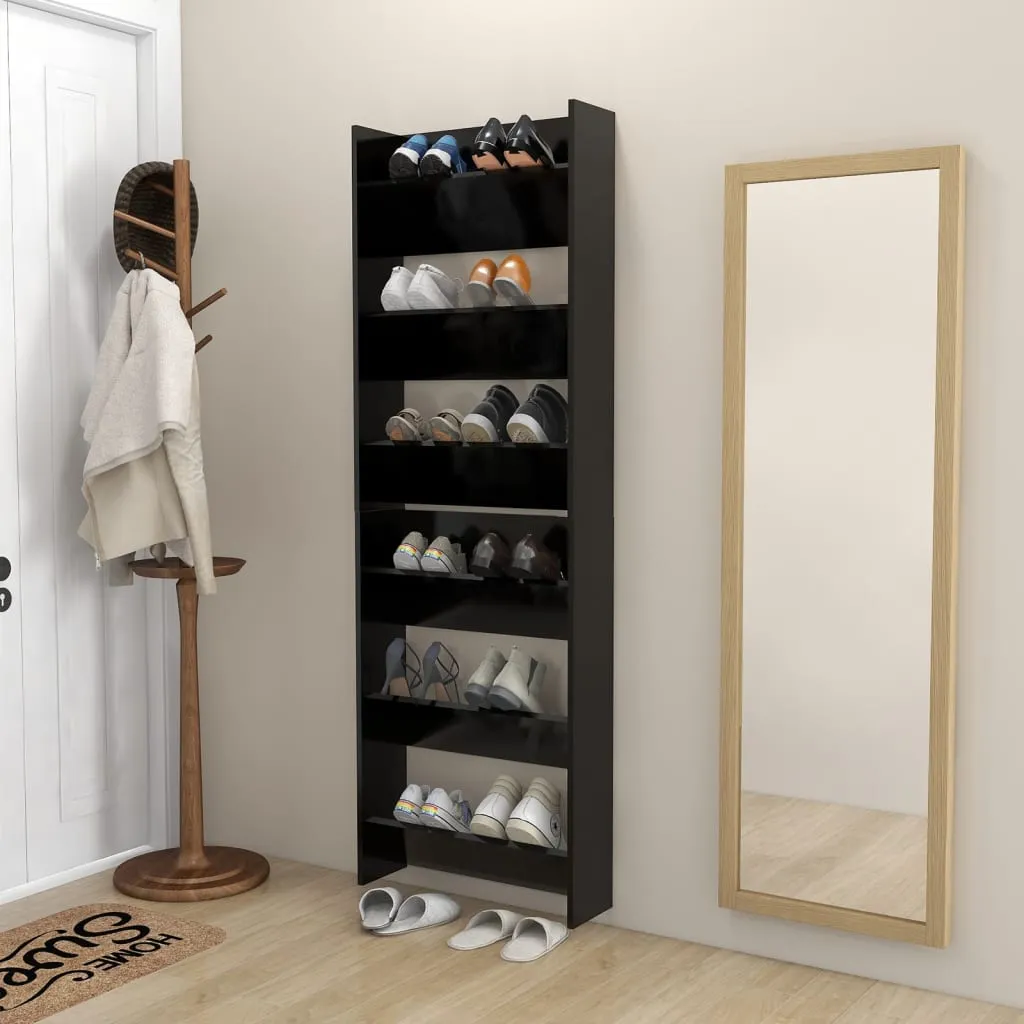 Wall Shoe Cabinets 2 pcs  Black 60x18x90 cm Chipboard