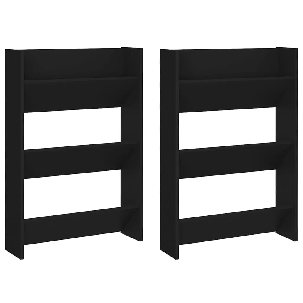 Wall Shoe Cabinets 2 pcs  Black 60x18x90 cm Chipboard