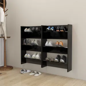 Wall Shoe Cabinets 2 pcs  Black 60x18x90 cm Chipboard