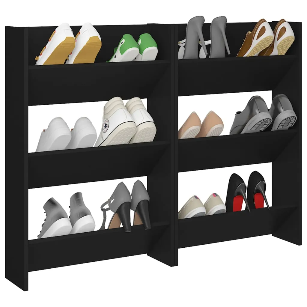 Wall Shoe Cabinets 2 pcs  Black 60x18x90 cm Chipboard