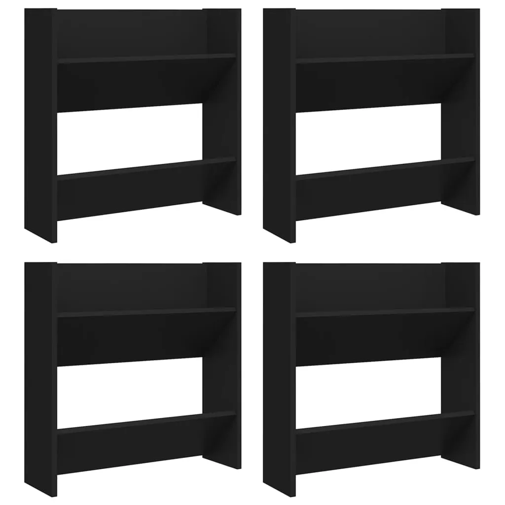 Wall Shoe Cabinets 4 pcs Black 60x18x60 cm Chipboard