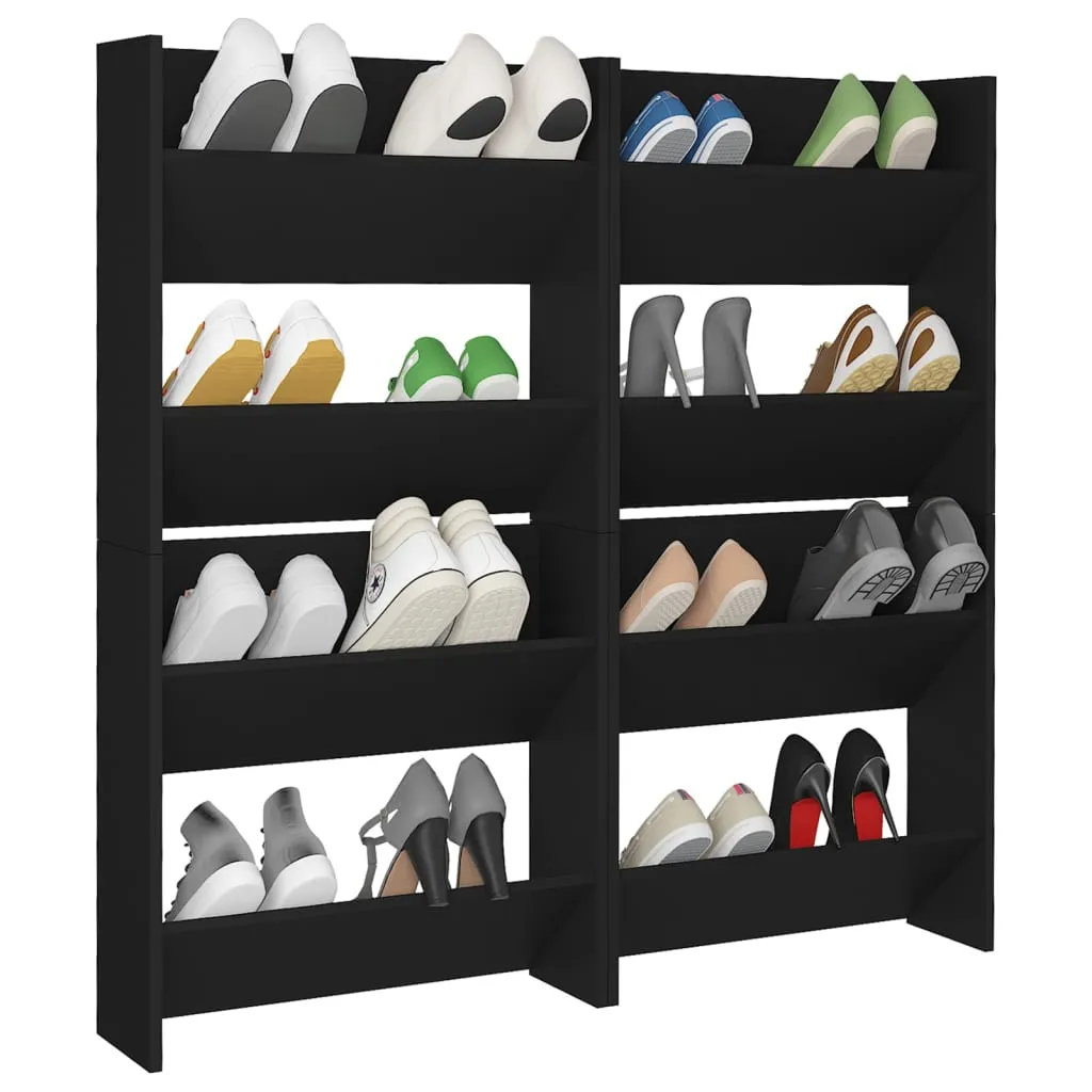 Wall Shoe Cabinets 4 pcs Black 60x18x60 cm Chipboard