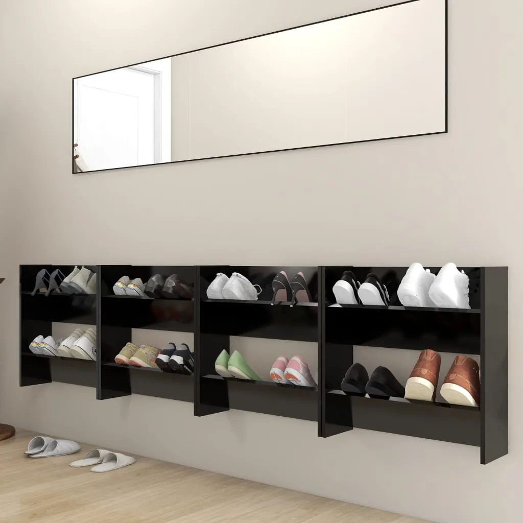 Wall Shoe Cabinets 4 pcs Black 60x18x60 cm Chipboard