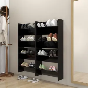 Wall Shoe Cabinets 4 pcs Black 60x18x60 cm Chipboard