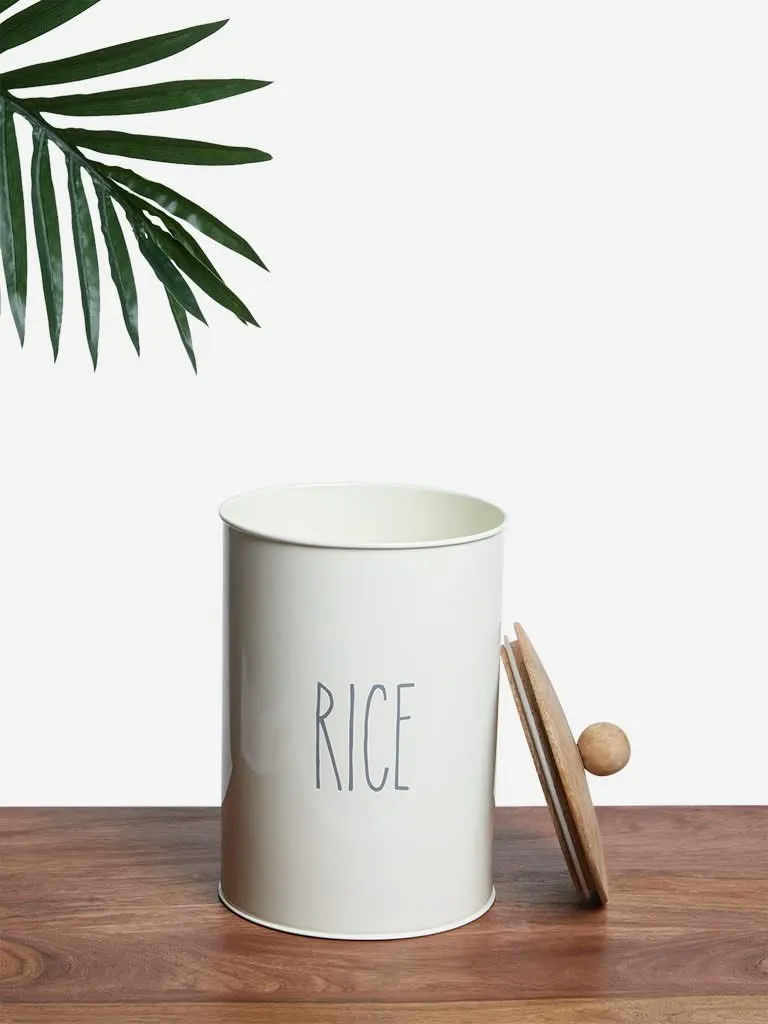 Westside Home Off White Rice Canister with Lid
