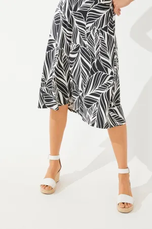 Women's Marigot Midi Skirt | Black/White Coconut Palm