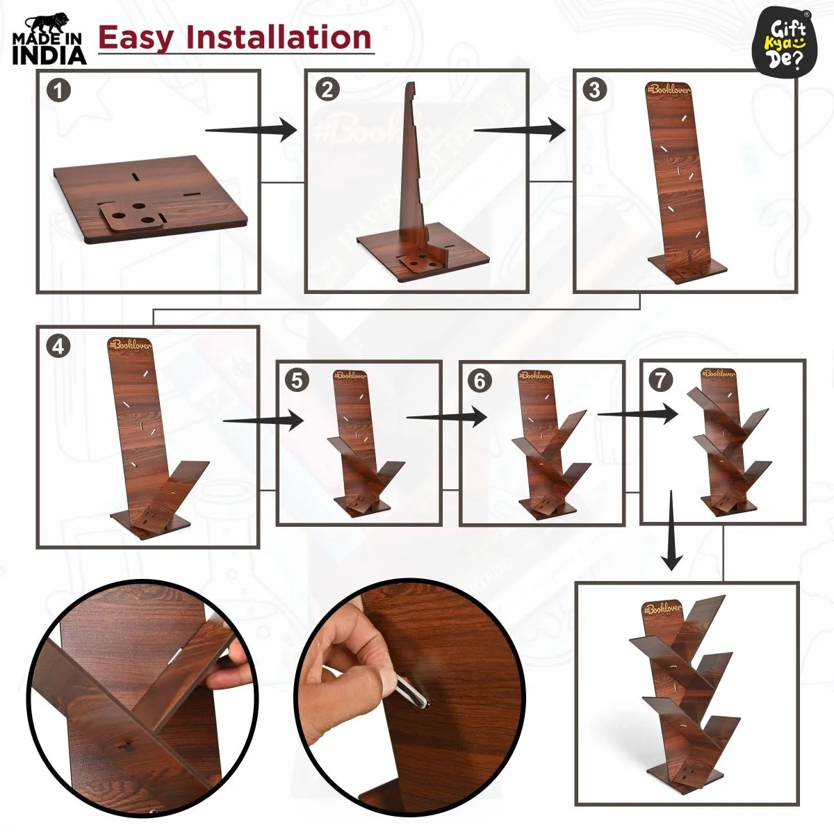 Wooden Bookcase For Home & Office | Space Saving Book Rack | Freestanding Books Holder (DIY)