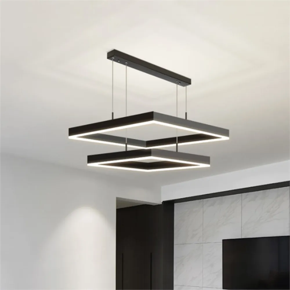 Wooden Twist Modern Nordic Minimalist Square Pendant Light LED Chandelier ( Set of 3 )