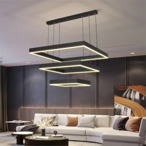 Wooden Twist Modern Nordic Minimalist Square Pendant Light LED Chandelier ( Set of 3 )