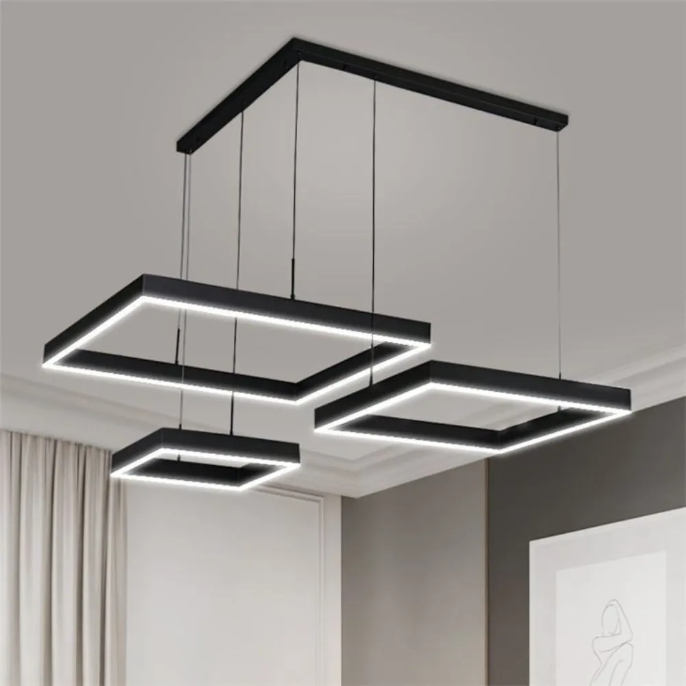 Wooden Twist Modern Nordic Minimalist Square Pendant Light LED Chandelier ( Set of 3 )