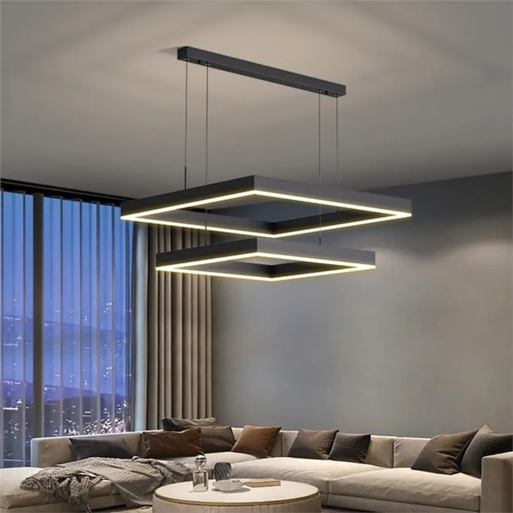 Wooden Twist Modern Nordic Minimalist Square Pendant Light LED Chandelier ( Set of 3 )