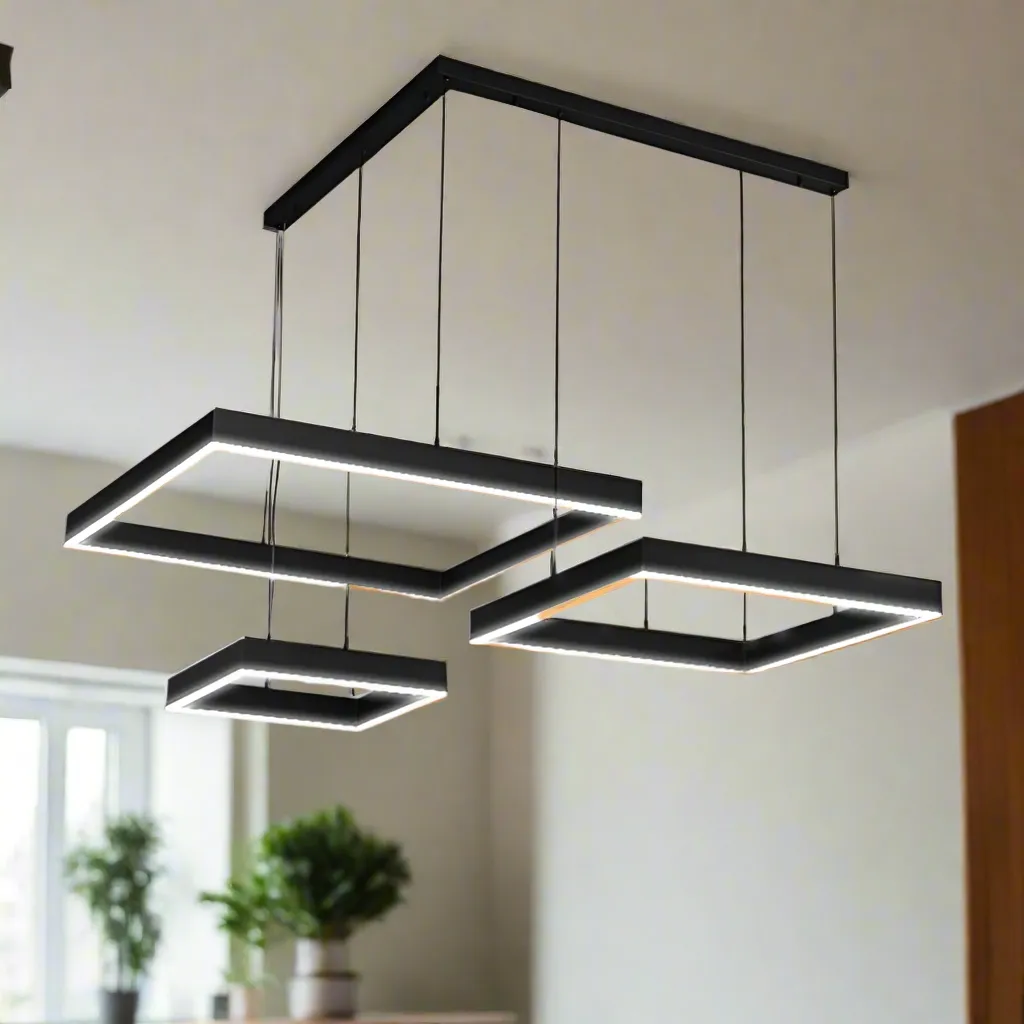 Wooden Twist Modern Nordic Minimalist Square Pendant Light LED Chandelier ( Set of 3 )