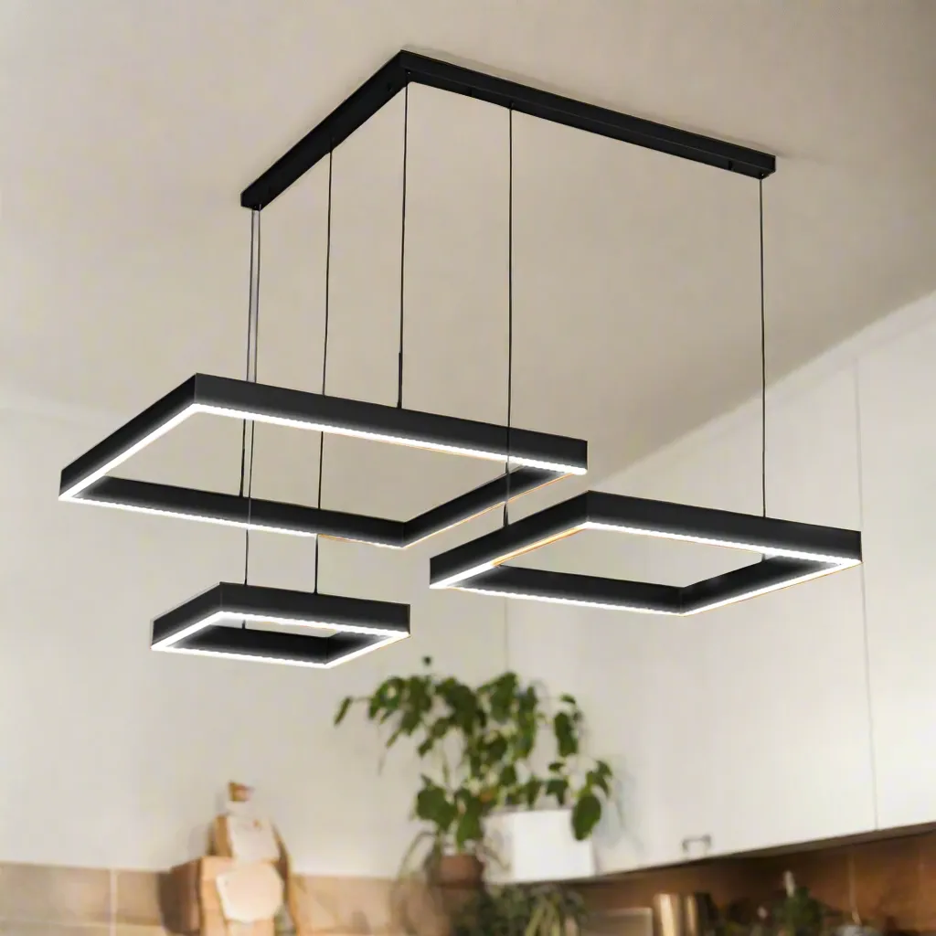 Wooden Twist Modern Nordic Minimalist Square Pendant Light LED Chandelier ( Set of 3 )