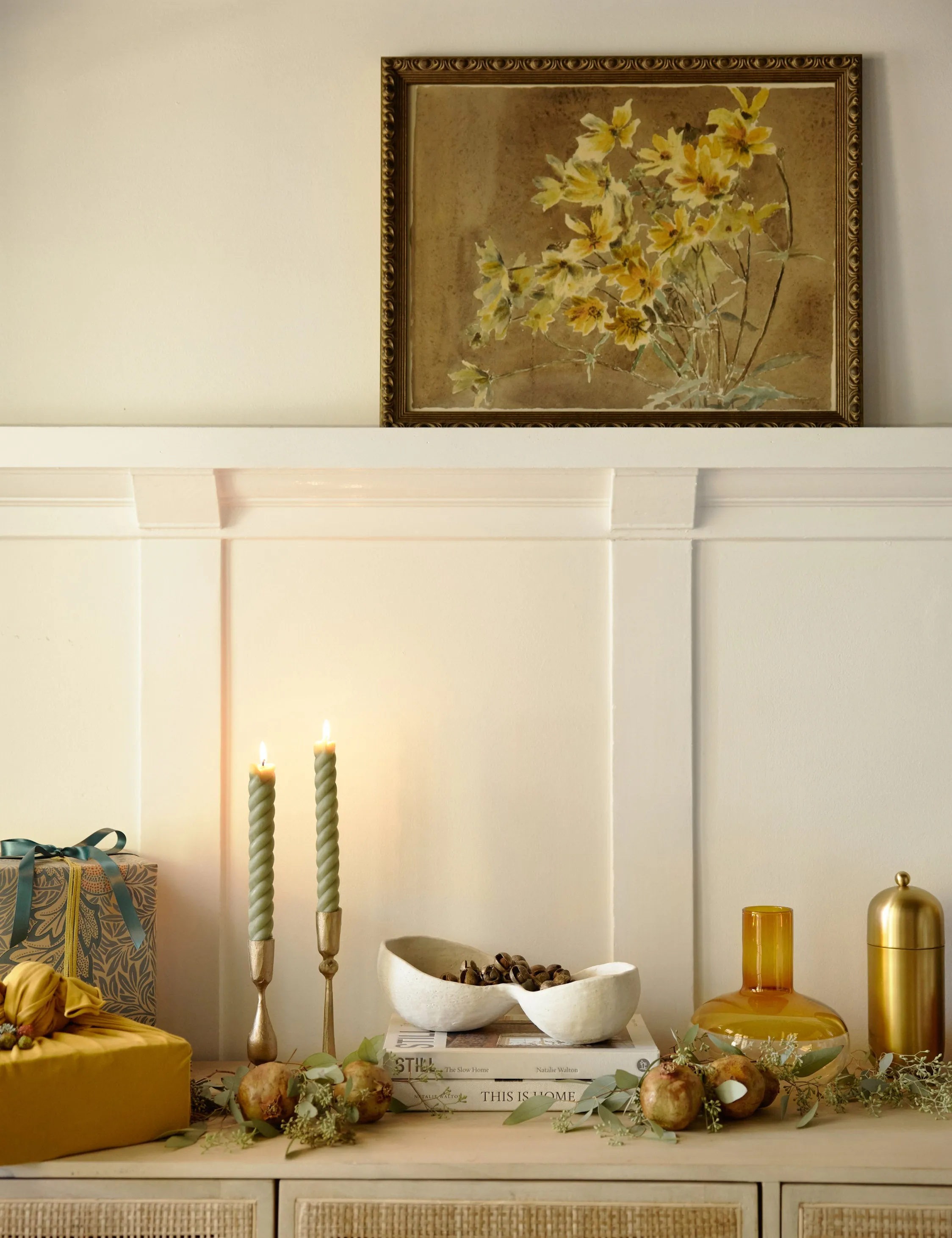 Yellow/Orange Flower with Border Print by Hannah Borger Overbeck